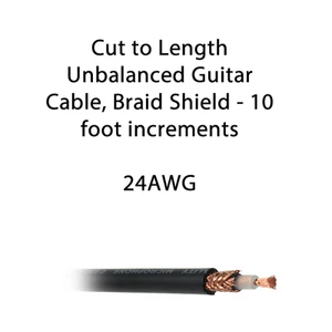 Cut to length 24AWG Unbalanced Guitar Cable, Braid Shield  -10ft increments - Picture 1 of 1