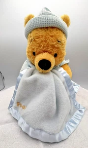 Disney Winnie The Pooh Sleepy Time Plush Gund Blue Blanket Baby Rattles 9 Inches - Picture 1 of 10