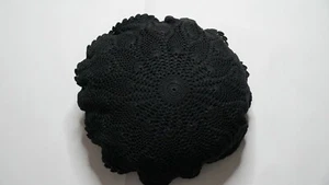 Crochet full lace cushion cover color black size 16 inches handmade - Picture 1 of 4