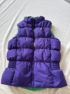 Ralph Lauren Reversible Puffer Vest Girls Size Medium Green/PurpleDown Feather - Picture 1 of 5