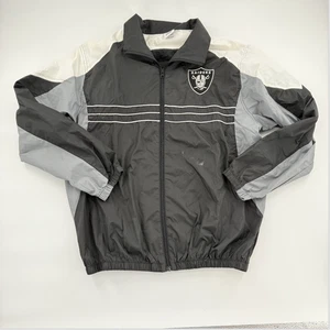 Las Vegas Raiders Jacket Mens XL Black Gray NFL Football Team Apparel Polyester - Picture 1 of 10