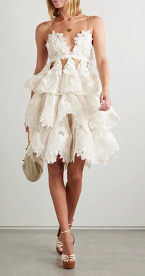 Vestido para mujer IMMERMANN Crush con volantes en capas de encaje lino seda talla 1/6 EE. UU. NUEVO CON ETIQUETAS Foto 1 de 4