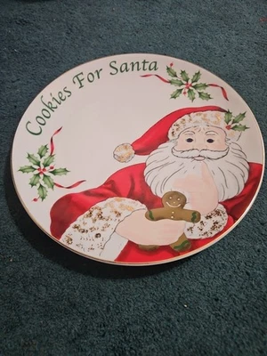 Galletas navideñas Lenox para Santa 9" plato americano por diseño acebo  Foto 1 de 4