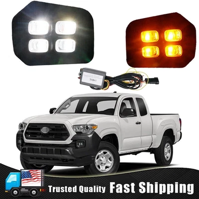 适用于 2016 - 2021 年丰田塔科马 4 眼 LED 雾灯日间行车灯一对 — 第 1/4 张图片