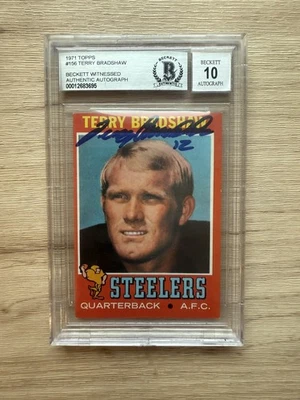 1971 Topps - Terry Bradshaw #156 (RC) BGS Auto grade 10 - Image 1 of 2