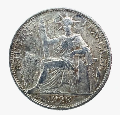 Moneda de 20 centavos de plata 1923 francesa Indochina Vietnam km 17,1 Foto 1 de 4