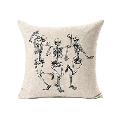 Stylish Skull Pillow Cover, 18" x 18" Cotton Linen Home Decor Throw Cushion - Image 1 of 4