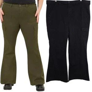 Torrid A-Line Flare Lightweight Twill Cargo High Rise Pant Black 20 Regular - Picture 1 of 11