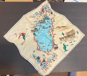 Vintage Lake Tahoe Souvenir Scarf / Handkerchief, Rayon, 17" Square - Picture 1 of 9