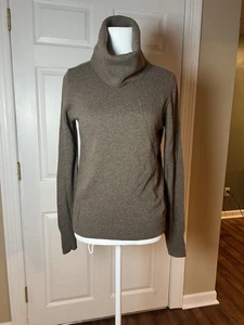 J Crew Womens M Brown Turtleck Ribbed Lightweight Long Sleeve Wool Cashmere - Picture 1 of 7
