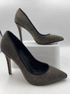 Carvela Black Stiletto Court Heels. Silver Rhinestones. Pointed Toe. UK7 Eu40 - Picture 1 of 20