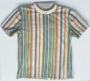 Guess Originals Stripe Tee Mens M Multicolor Logo Shirt Y2K Skate Style Retro - Picture 1 of 4
