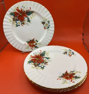 SET 5 ROYAL ALBERT POINSETTIA 8,25" SALATTELLER TOLLER GEBRAUCHTER ZUSTAND - Bild 1 von 6