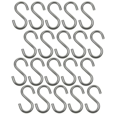 WIDESKALL 20 Pcs 2" inch Small Zinc Plated S Shape Type Utility S Hooks Hangers Hook