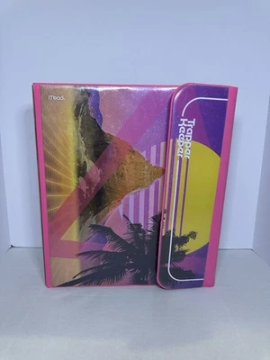 Mead Trapper Keeper 80s Retro Tropical Sunset 1” Ring W/ Three Folders Included - Image 1 of 4
