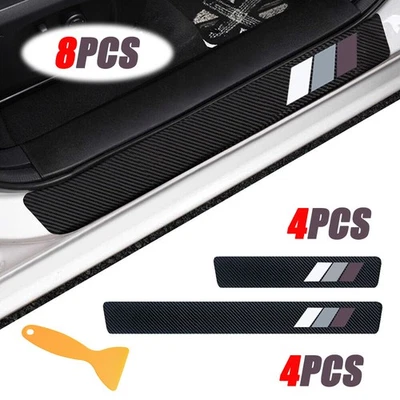 8PCS Car Front/Rear Door Sill Protectors, Anti-Scratch Carbon Fiber Fits Avalon - Image 1 of 4