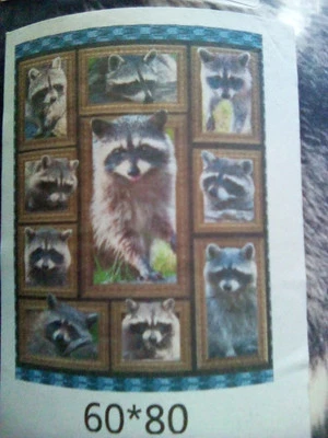 60X80 Fleece Throw Blanket Racoon - Image 1 of 3