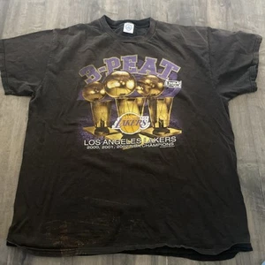 Vintage Lakers NBA Finals Champions 3Peat Y2K 2002 Kobe Shaq Trophies T Shirt XL - Bild 1 von 11