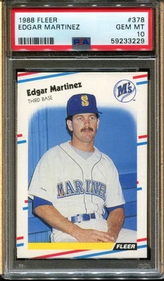 Fleer #378 1988 Edgar Martinez RC Mariners Hof PSA 10 Foto 1 de 2