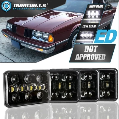 4PCS 4x6" LED Headlights Hi/Lo Beam H4 Headlamp for Oldsmobile Delta 88 76-1986 - Image 1 of 4