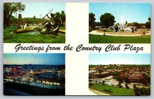 Vintage Greetings Country Club Plaza Kansas City MO Postcard 1960s - Picture 1 of 2
