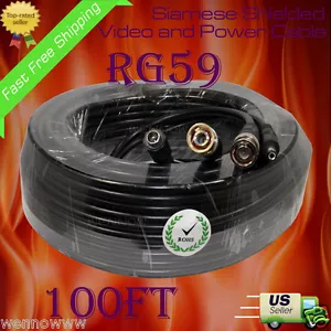Cavo di alimentazione 4K 8 mp 100 piedi siamese RG59 schermato video/cavo di alimentazione Tit Q-see Zmodo Swann Nig - Foto 1 di 4