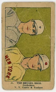 1923 W515-2 #21 THE MEUSEL BROTHERS (BOB & EMIL) New York Yankees & Giants - Picture 1 of 2