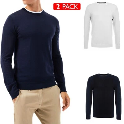 Set 2 Pezzi Maglione Girocollo Uomo Maglia Lana Cashemere Maglioncino VEQUE - Immagine 1 di 2