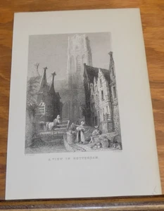 c1840 Stampa antica///VISTA A ROTTERDAM, OLANDA - Foto 1 di 1