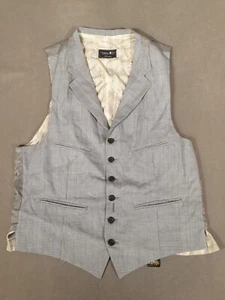 Vintage Weste Herren mittelgrau Sherlock Holmes 6 Knöpfe Kragen Houndstooth - Bild 1 von 8