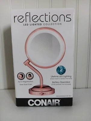 Espejo de tocador de maquillaje Conair LED a pilas Dbl oro rosa NUEVO Foto 1 de 4