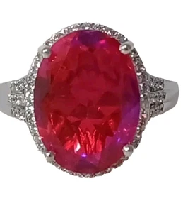 Damenring (9) Vulkanquarz weißer Zirkon in Platin über Sterlingsilber  - Bild 1 von 4