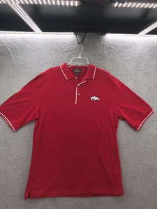 NWT Antigua Arkansas Razorbacks Men's Polo Red/White Short Sleeve Shirt Size M - Picture 1 of 10