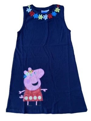 Girls Peppa Pig Sleeveless Dress Cotton Flower Summer Age 2 - 7 Years - Image 1 of 4