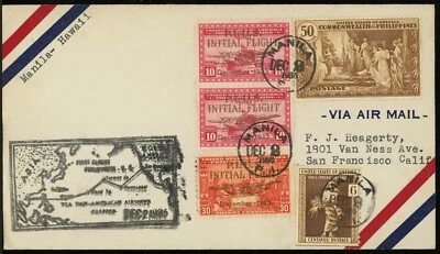 Filipinas Manila San Francisco EE. UU. vía Hawaii 1935 Pan American Airways Clipper Foto 1 de 2