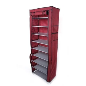 9 Reticoli Scarpiera Organizer 10 Strati Salvaspazio Stoccaggio Non Tessuto Rosso - Foto 1 di 13