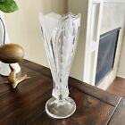 24% Lead Crystal Vase 9" Tall Heavy Clear & Frosted Made In Germany By Novelette