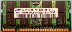 Samsung 2GB M470T5663QZ3-CE6 PC2-5300 DDR2-667Mhz Laptop Memory RAM - Picture 1 of 1