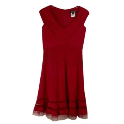 Vestido Tadashi Shoji Pequeño Pintuck Jersey Retrato Rojo Foto 1 de 4