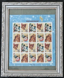 FRAMED The Art of Disney Friendship Full Sheet of 20 $7.40 FV Scott 3865-68 - Picture 1 of 1