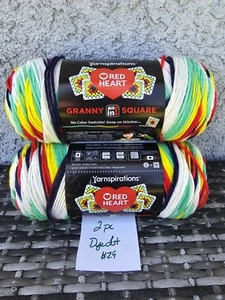 Yarnspirations Red Heart Granny Square Soft White Green Scream 2 Skeins Dye #29 - Picture 1 of 3