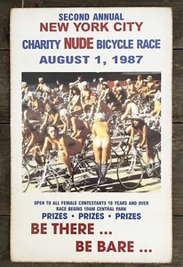 "Póster de carrera de bicicletas completamente femenino desnudo benéfico de la ciudad de Nueva York, 8-1-87, 22"" x 14""" - Imagen 1 de 1