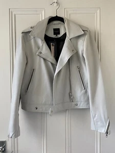 Selected Femme Leather Biker Jacket - Size 38 Small - RRP $360 - AS NEW - Picture 1 of 4