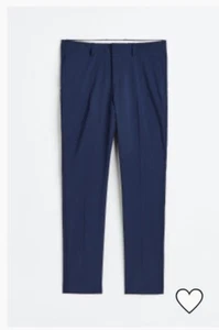 H&M Skinny Fit Mens Navy Suite Pants 38R - Picture 1 of 7