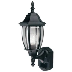 Hampton Bay 17.3" Wall Light Lantern Sconce Outdoor 1-Light Motion Sensing Black - Picture 1 of 5