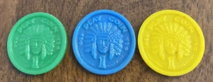 (3) Vintage Native American Chief 1 Play Coin Plastic Toy Currency Money Lot C9 - Picture 1 of 5