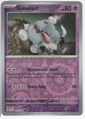 2023 ANIME POKEMON CARD GREAVARD RARE HOLO SCARLET & VIOLET 105/198  - Image 1 of 2