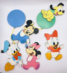 Vtg 1984 Walt Disney Babies Pin Up Wall Nursery Decor Mickey Minnie Donald Pluto