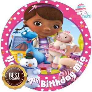 Doc Mcstuffin Cake Topper | Personalised Round Edible Icing Sheet or Wafer Paper