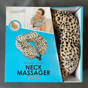 NEW HealthTouch Neck Massager Memory Foam Vibration Leopard Print Travel Pillow - Picture 1 of 6